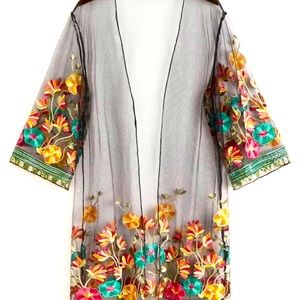 Sheer Kimono with Flower details